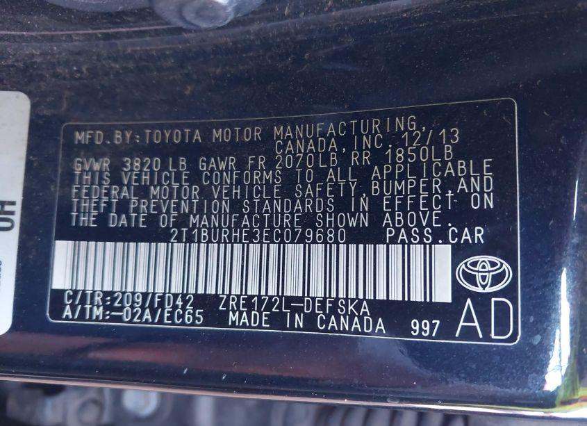 Photo 9 of 2014 Toyota Corolla S PLUS (VIN 2T1BURHE3EC079680)
