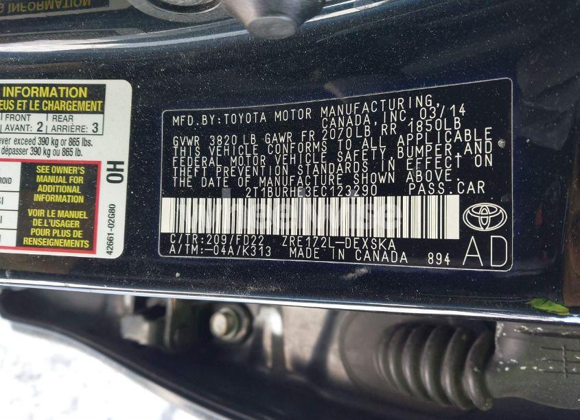 Photo 9 of 2014 Toyota Corolla S PLUS (VIN 2T1BURHE3EC123290)