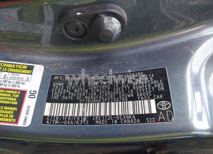 Photo 9 of 2015 Toyota Corolla LE (VIN 2T1BURHE3FC246766)