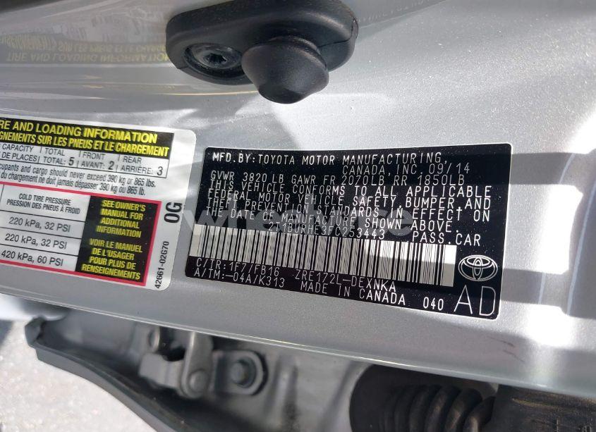 Photo 9 of 2015 Toyota Corolla LE (VIN 2T1BURHE3FC253443)