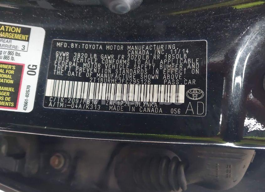 Photo 9 of 2015 Toyota Corolla LE (VIN 2T1BURHE3FC295126)