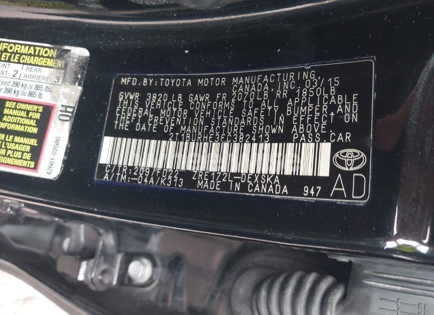 Photo 9 of 2015 Toyota Corolla S PLUS (VIN 2T1BURHE3FC382413)