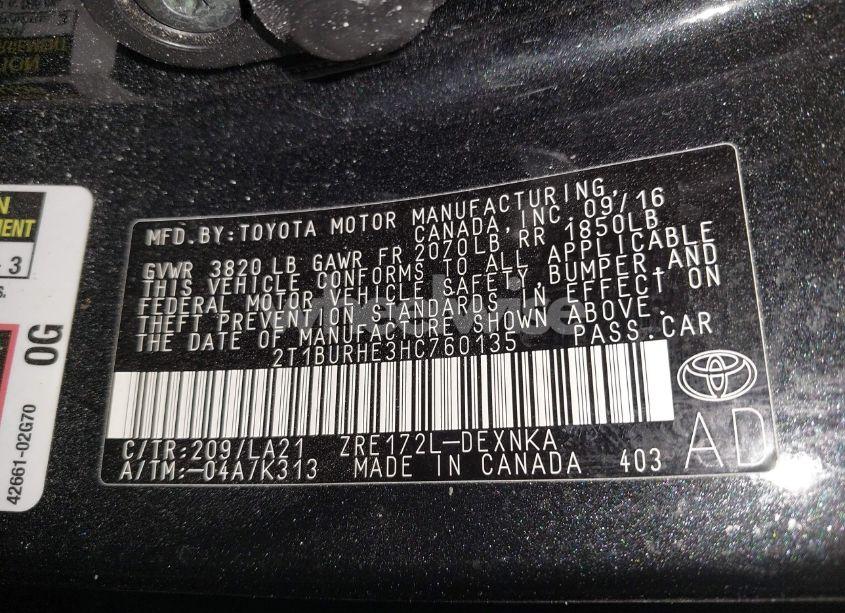 Photo 9 of 2017 Toyota Corolla XLE (VIN 2T1BURHE3HC760135)