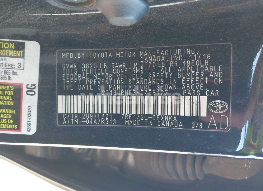 Photo 9 of 2017 Toyota Corolla LE (VIN 2T1BURHE3HC795127)