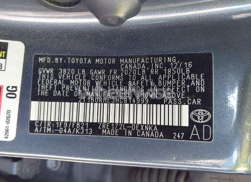 Photo 9 of 2017 Toyota Corolla LE (VIN 2T1BURHE3HC814999)