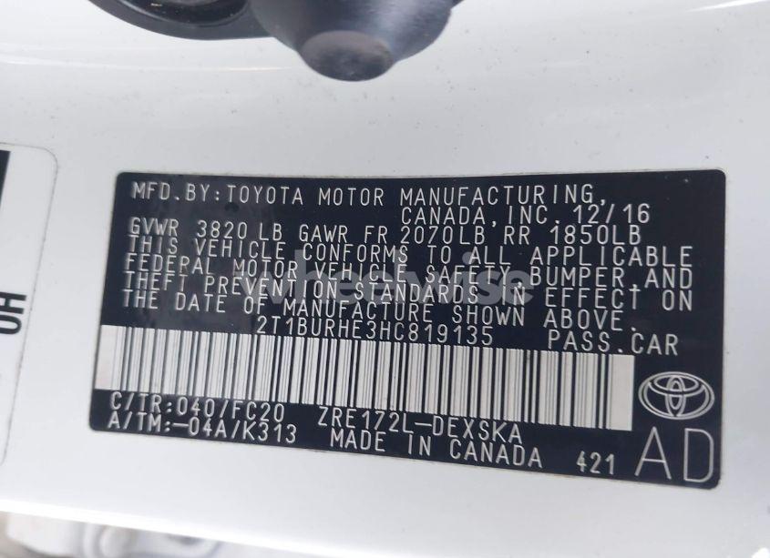 Photo 9 of 2017 Toyota Corolla SE (VIN 2T1BURHE3HC819135)