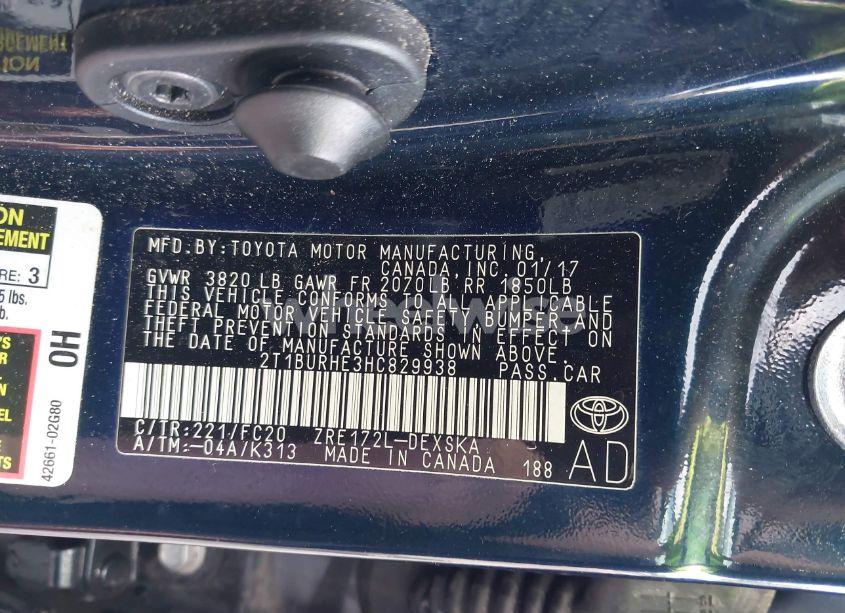 Photo 9 of 2017 Toyota Corolla SE (VIN 2T1BURHE3HC829938)