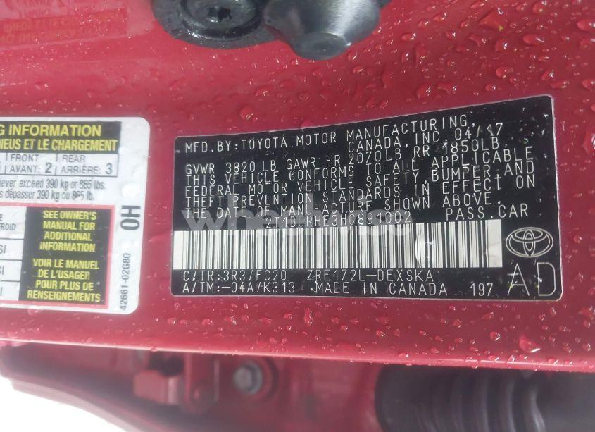 Photo 9 of 2017 Toyota Corolla SE (VIN 2T1BURHE3HC891002)