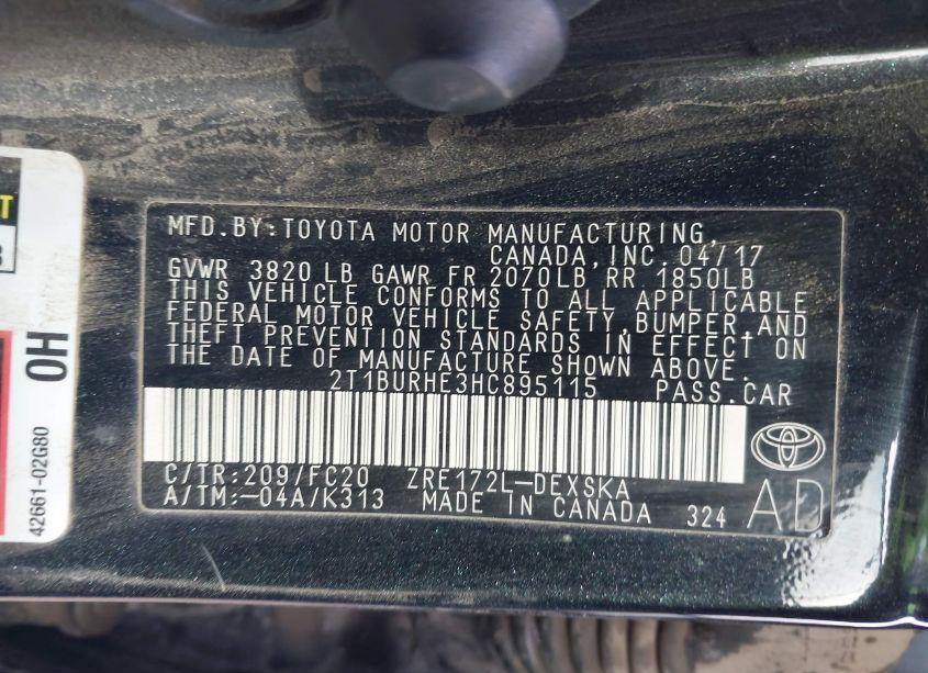 Photo 9 of 2017 Toyota Corolla SE (VIN 2T1BURHE3HC895115)