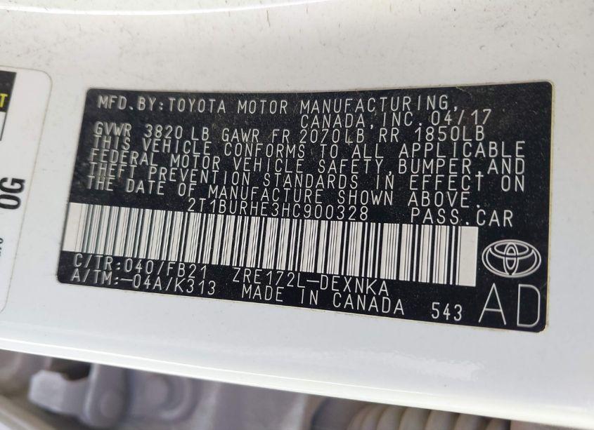 Photo 9 of 2017 Toyota Corolla LE (VIN 2T1BURHE3HC900328)