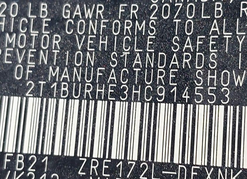 Photo 9 of 2017 Toyota Corolla LE (VIN 2T1BURHE3HC914553)