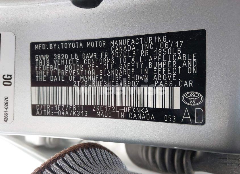 Photo 9 of 2017 Toyota Corolla LE (VIN 2T1BURHE3HC943907)