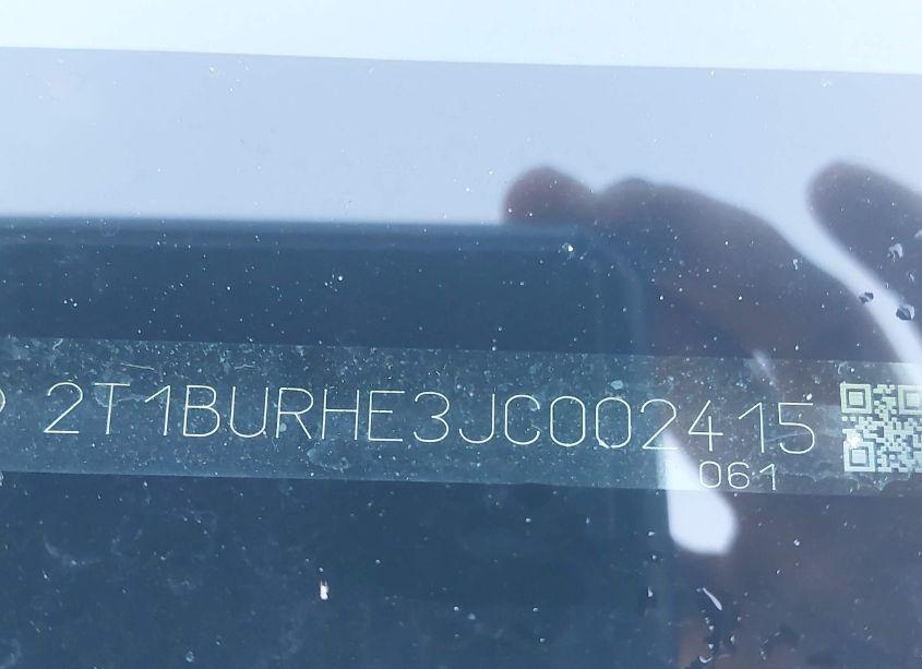 Photo 9 of 2018 Toyota Corolla LE (VIN 2T1BURHE3JC002415)