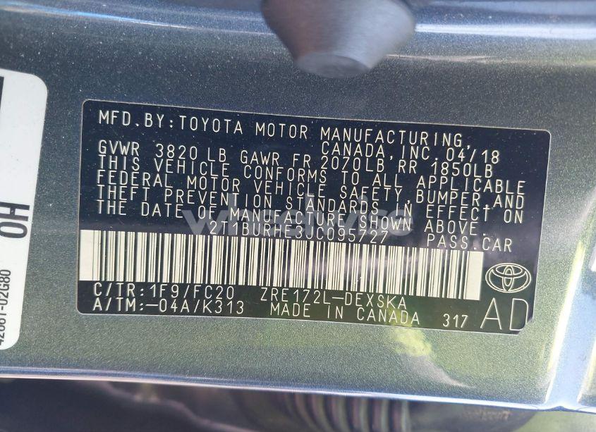 Photo 9 of 2018 Toyota Corolla SE (VIN 2T1BURHE3JC095727)