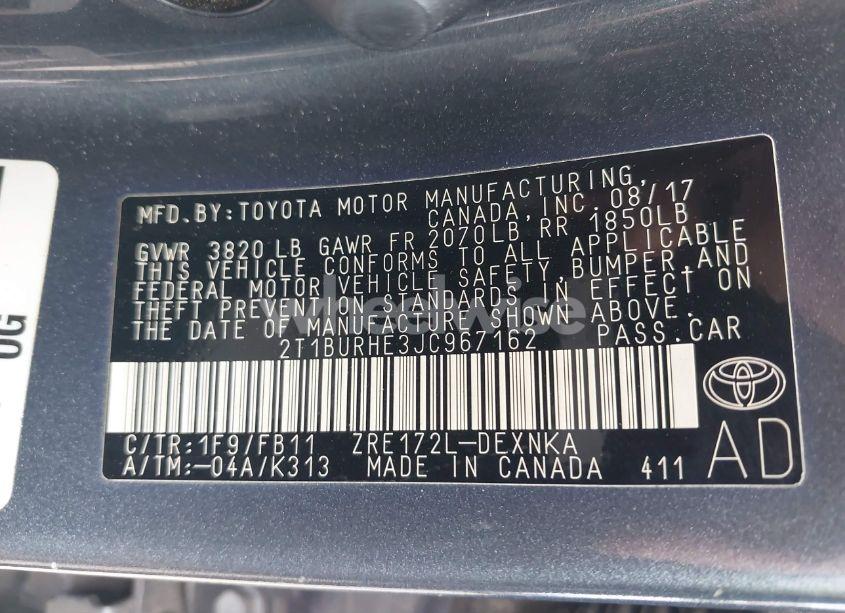 Photo 9 of 2018 Toyota Corolla LE (VIN 2T1BURHE3JC967162)