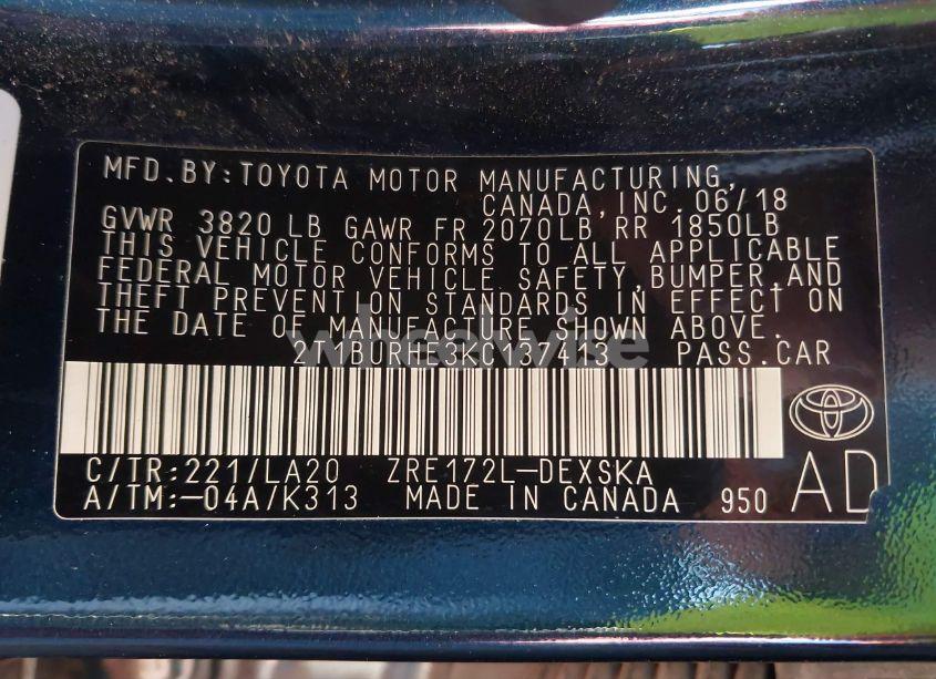 Photo 9 of 2019 Toyota Corolla XSE (VIN 2T1BURHE3KC137413)