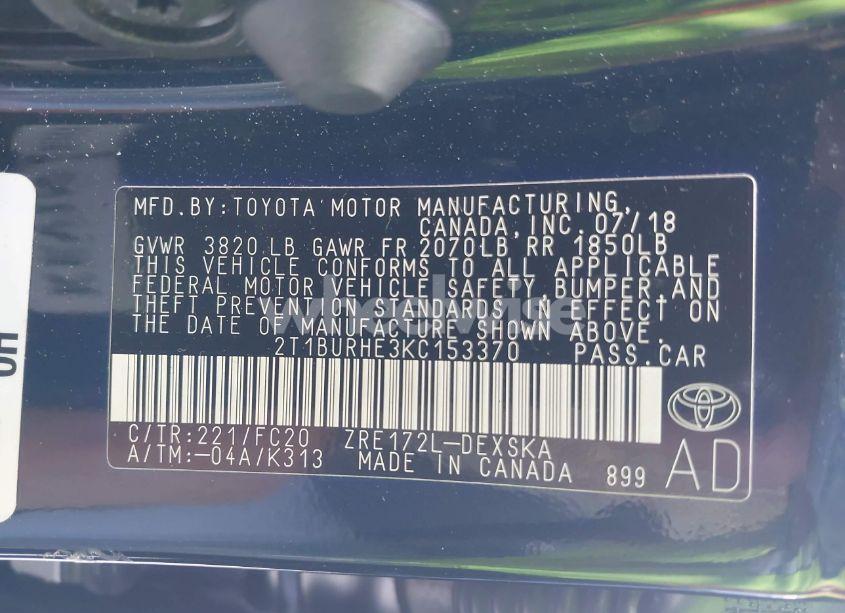 Photo 9 of 2019 Toyota Corolla SE (VIN 2T1BURHE3KC153370)