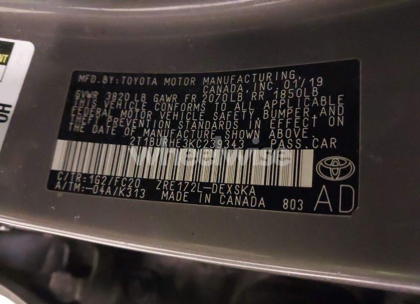 Photo 9 of 2019 Toyota Corolla SE (VIN 2T1BURHE3KC239343)