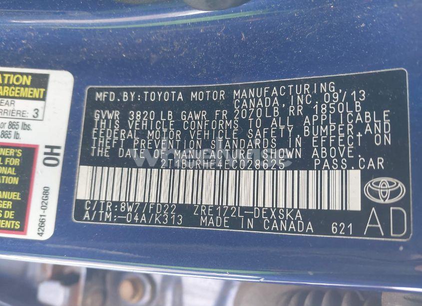 Photo 9 of 2014 Toyota Corolla S PLUS (VIN 2T1BURHE4EC028625)