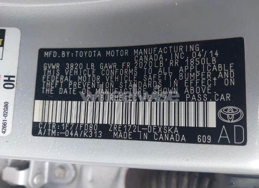 Photo 9 of 2014 Toyota Corolla S PLUS (VIN 2T1BURHE4EC142477)