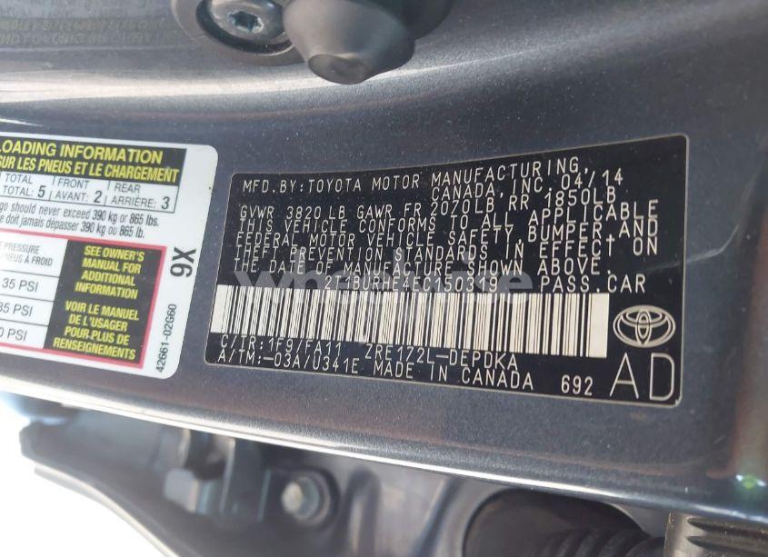 Photo 9 of 2014 Toyota Corolla L (VIN 2T1BURHE4EC150319)