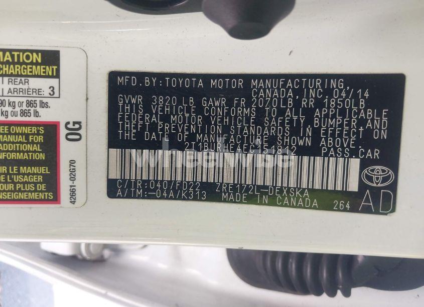 Photo 9 of 2014 Toyota Corolla S (VIN 2T1BURHE4EC151812)