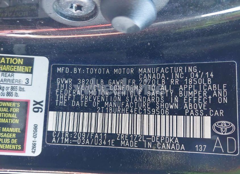 Photo 9 of 2014 Toyota Corolla L (VIN 2T1BURHE4EC159506)