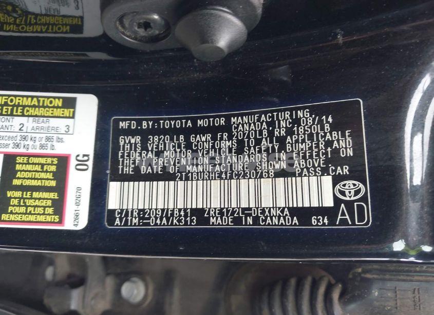 Photo 9 of 2015 Toyota Corolla LE (VIN 2T1BURHE4FC230768)