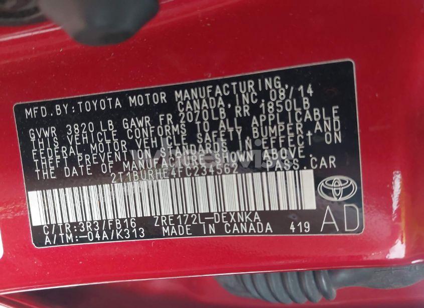 Photo 9 of 2015 Toyota Corolla LE (VIN 2T1BURHE4FC234562)