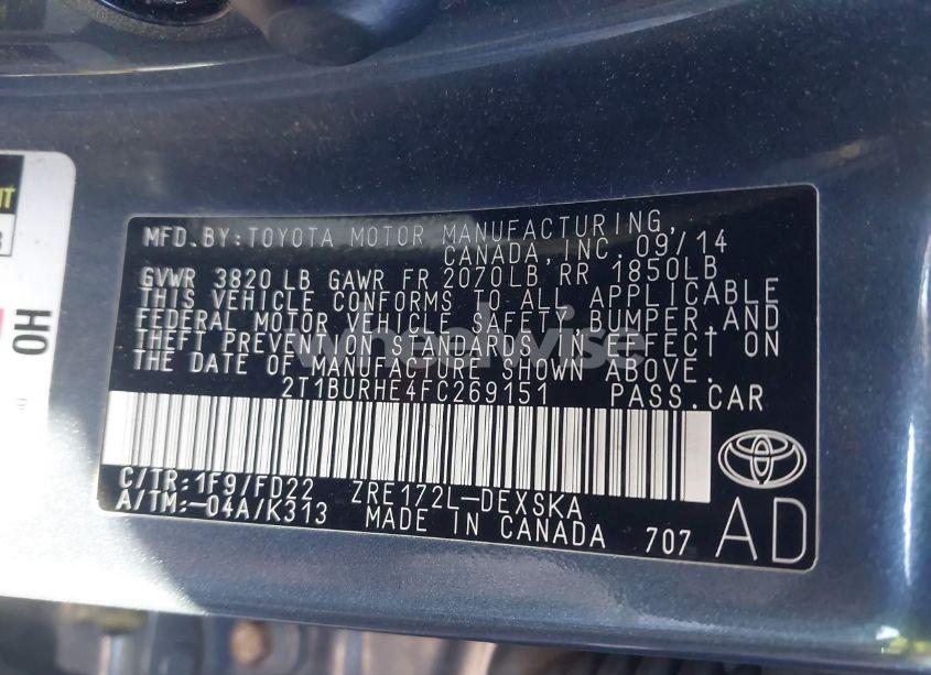 Photo 9 of 2015 Toyota Corolla S PLUS (VIN 2T1BURHE4FC269151)