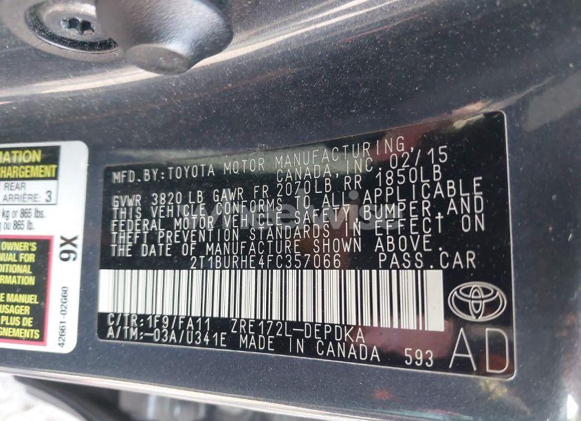 Photo 9 of 2015 Toyota Corolla L (VIN 2T1BURHE4FC357066)