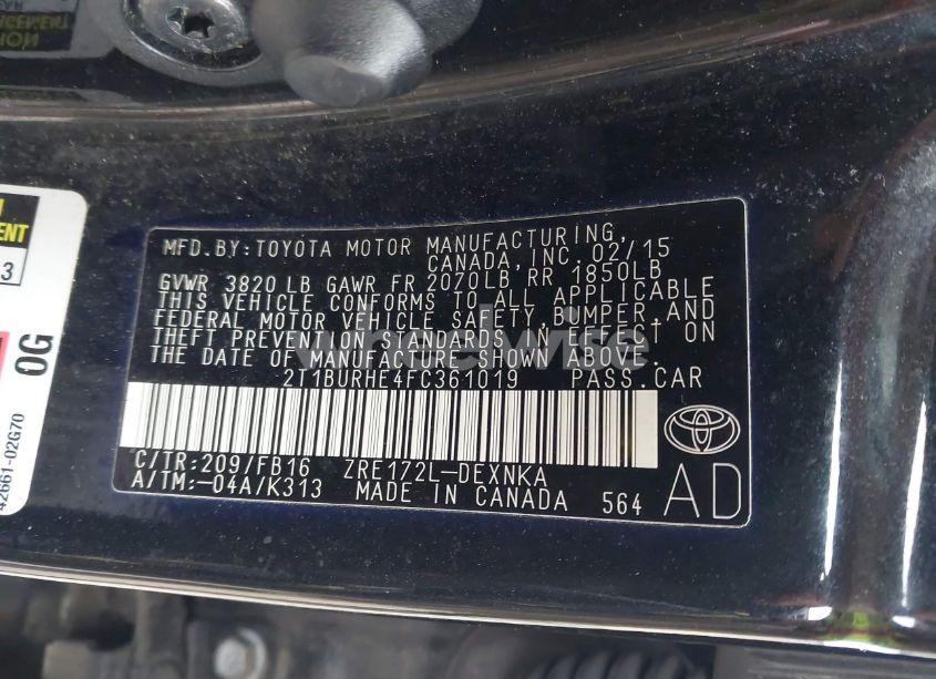 Photo 9 of 2015 Toyota Corolla LE (VIN 2T1BURHE4FC361019)