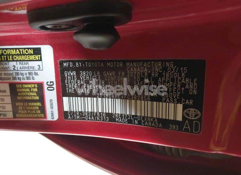 Photo 9 of 2015 Toyota Corolla LE (VIN 2T1BURHE4FC382856)
