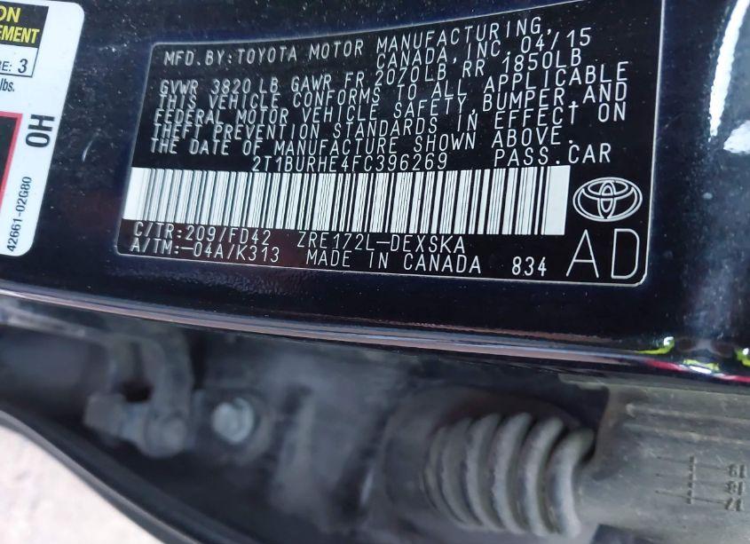 Photo 9 of 2015 Toyota Corolla S PLUS (VIN 2T1BURHE4FC396269)