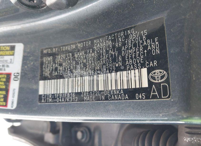 Photo 9 of 2015 Toyota Corolla LE (VIN 2T1BURHE4FC427472)
