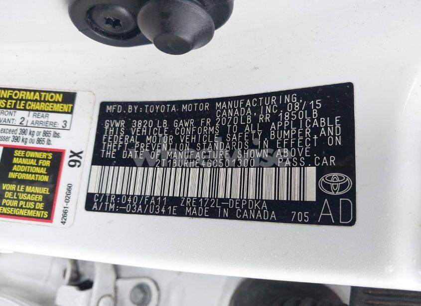 Photo 9 of 2016 Toyota Corolla L (VIN 2T1BURHE4GC501300)