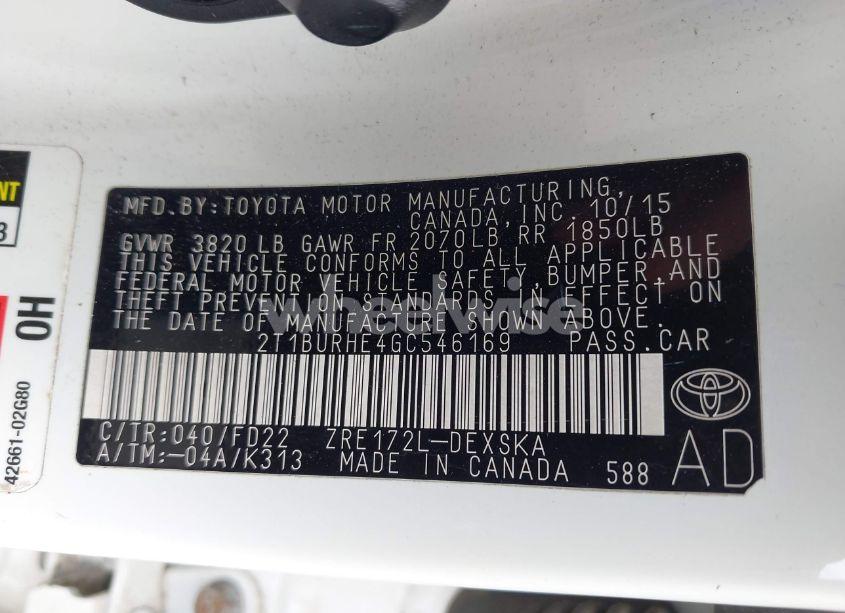 Photo 9 of 2016 Toyota Corolla S W/SPECIAL EDITION PKG (VIN 2T1BURHE4GC546169)
