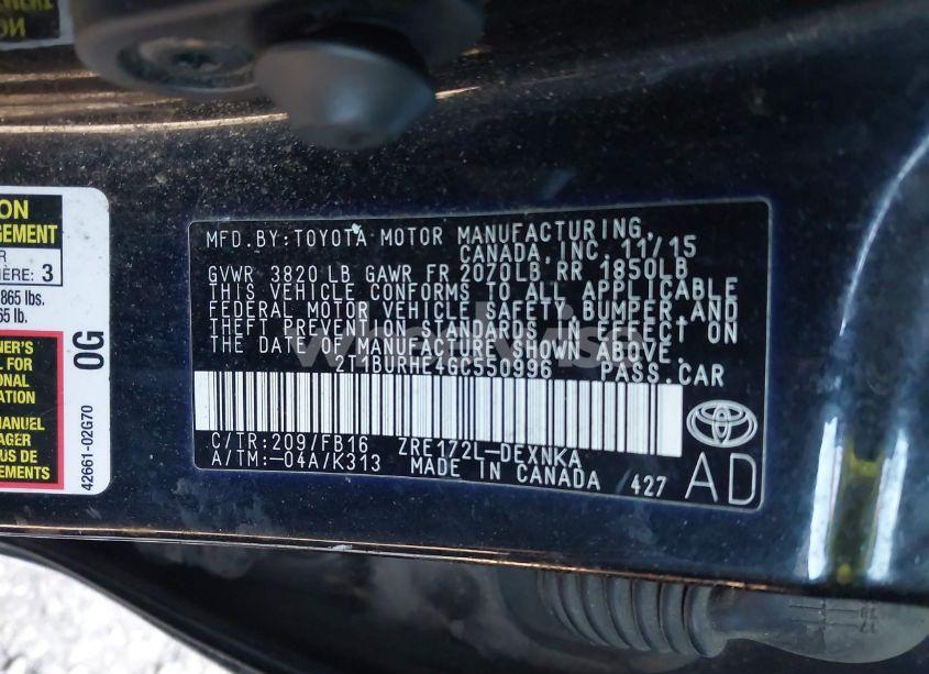 Photo 9 of 2016 Toyota Corolla LE (VIN 2T1BURHE4GC550996)