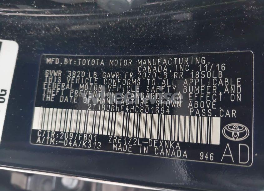 Photo 9 of 2017 Toyota Corolla LE (VIN 2T1BURHE4HC801694)