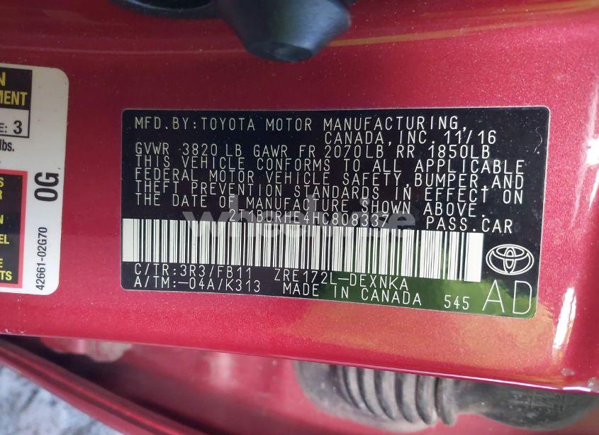 Photo 9 of 2017 Toyota Corolla LE (VIN 2T1BURHE4HC808337)