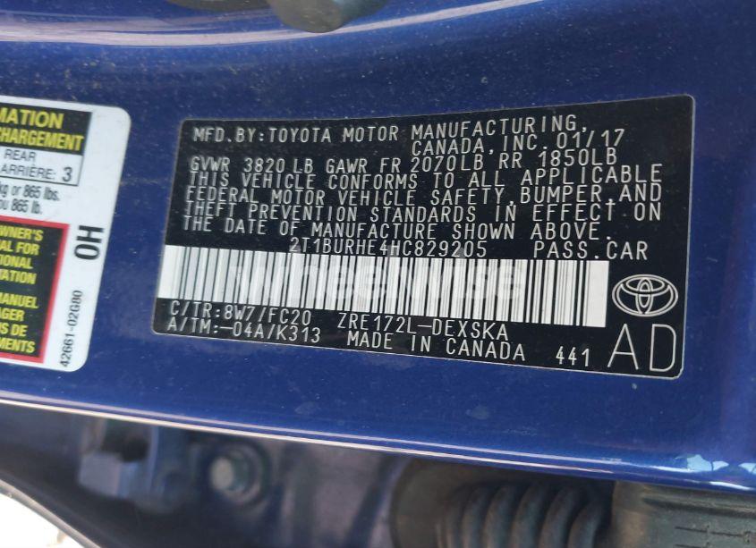 Photo 9 of 2017 Toyota Corolla SE (VIN 2T1BURHE4HC829205)