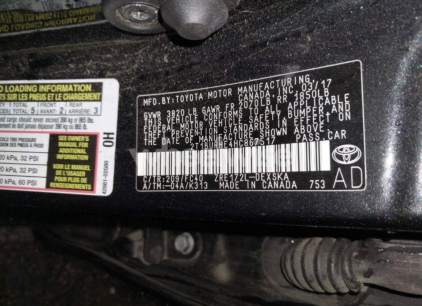 Photo 9 of 2017 Toyota Corolla SE (VIN 2T1BURHE4HC867517)