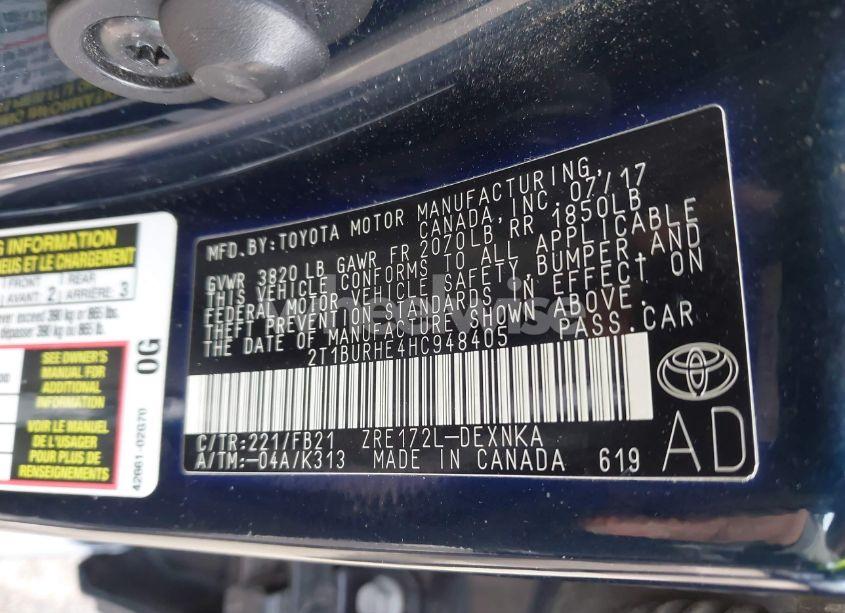 Photo 9 of 2017 Toyota Corolla LE (VIN 2T1BURHE4HC948405)