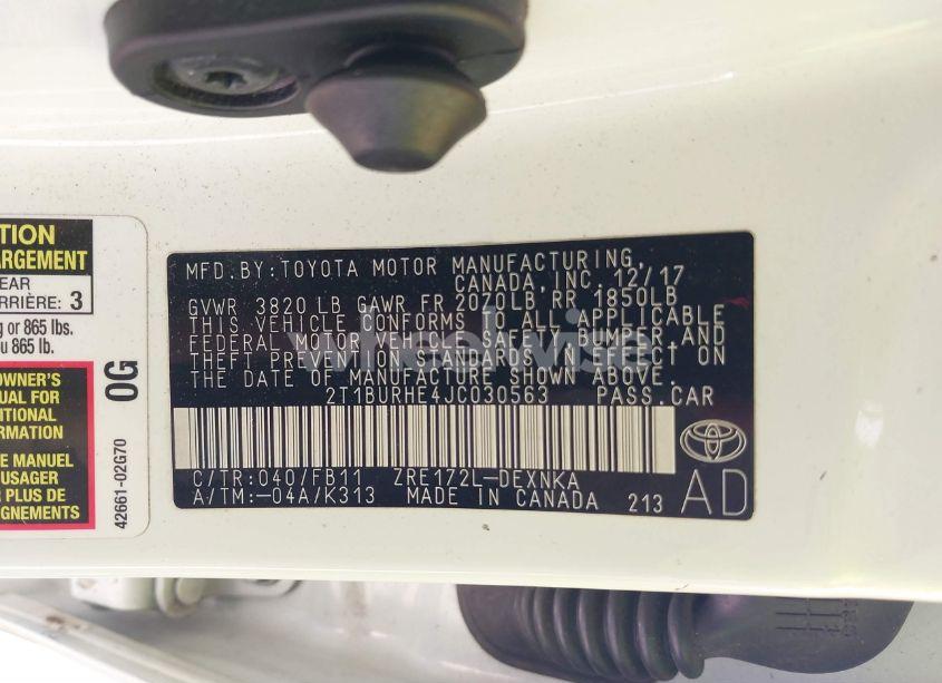 Photo 9 of 2018 Toyota Corolla LE (VIN 2T1BURHE4JC030563)