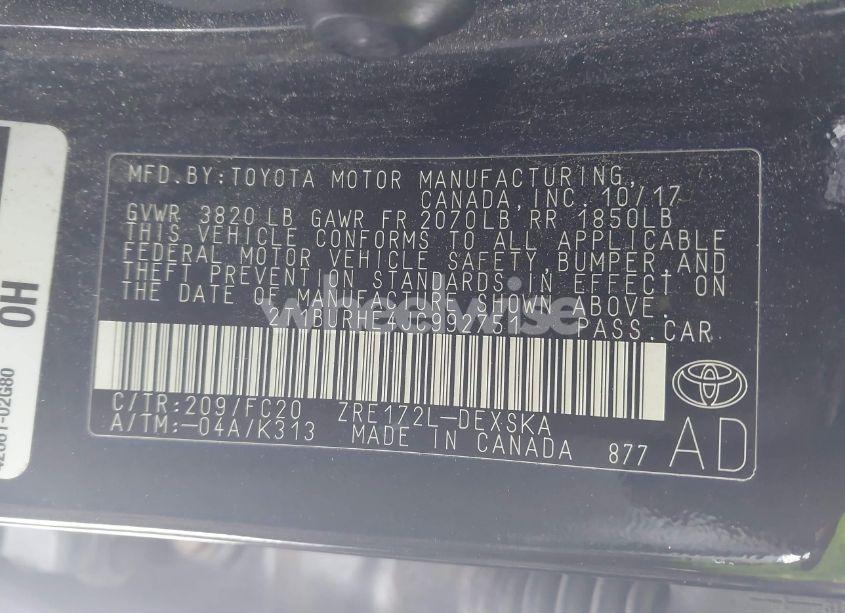 Photo 9 of 2018 Toyota Corolla SE (VIN 2T1BURHE4JC992751)