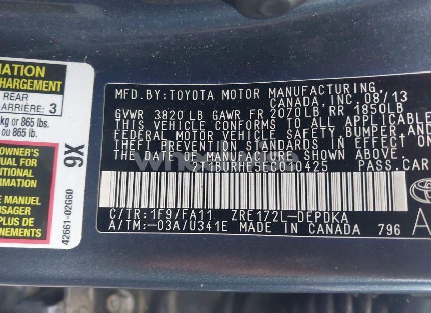 Photo 9 of 2014 Toyota Corolla L (VIN 2T1BURHE5EC010425)