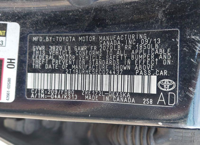 Photo 9 of 2014 Toyota Corolla S PLUS (VIN 2T1BURHE5EC024437)