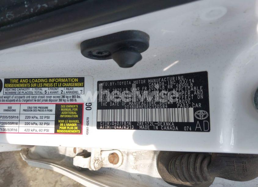 Photo 9 of 2014 Toyota Corolla LE (VIN 2T1BURHE5EC120584)