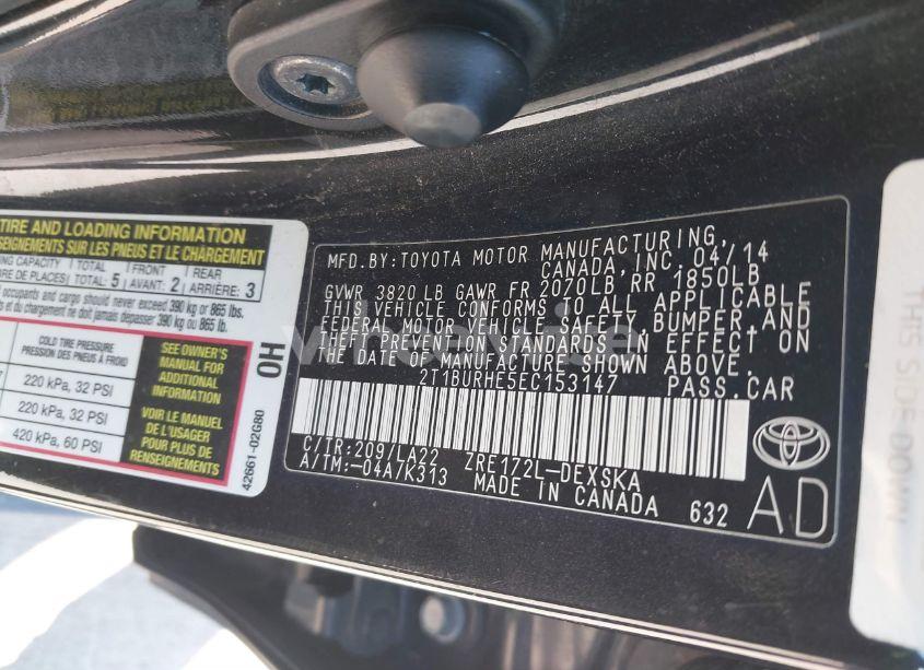 Photo 9 of 2014 Toyota Corolla L/LE/LE PLS/PRM/S/S PLS (VIN 2T1BURHE5EC153147)