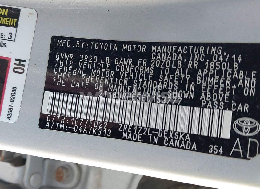 Photo 9 of 2014 Toyota Corolla S PLUS (VIN 2T1BURHE5EC153777)